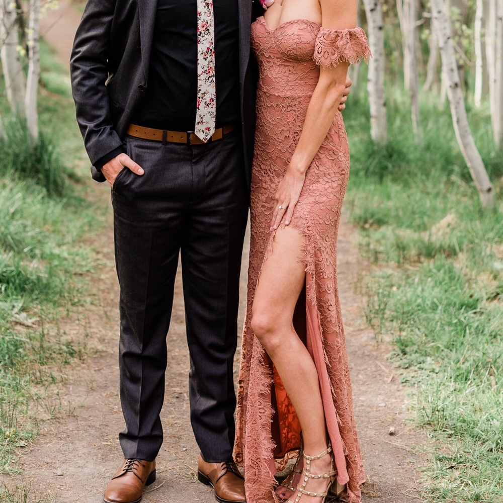 Dusty rose lace bridesmaids dress